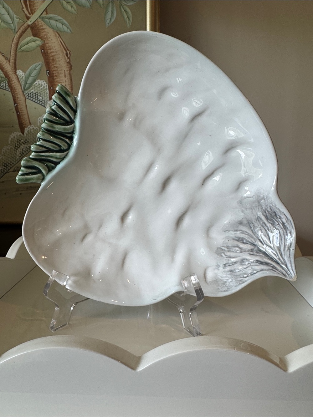 Bordallo Pinheiro White Radish Leaf Small Plate | 7 Inch Portugal Majolica